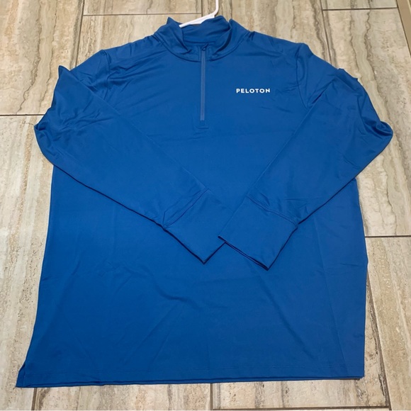 Peloton Warmup Blue Athletic Gym Long Sleeve Poly Workout Shirt Mens NWT XXL - Picture 2 of 8